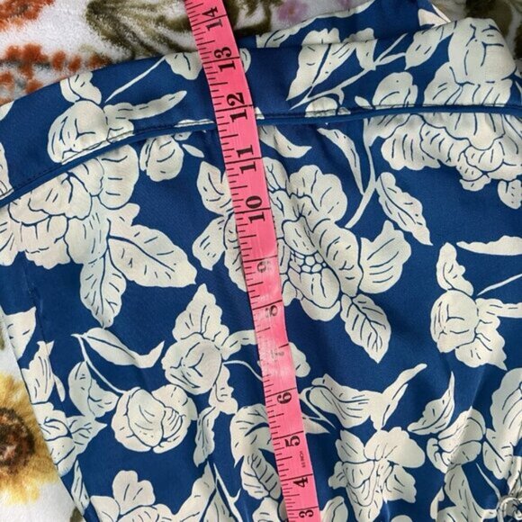 Maree Maree Sleep Set Womens L Blue White Floral Satin Tank  Shorts Loungewear - Picture 9 of 13